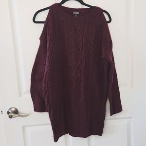 Express Cold Shoulder oversized sweater Plum XSmall
